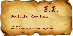 Bodiczky Romulusz névjegykártya